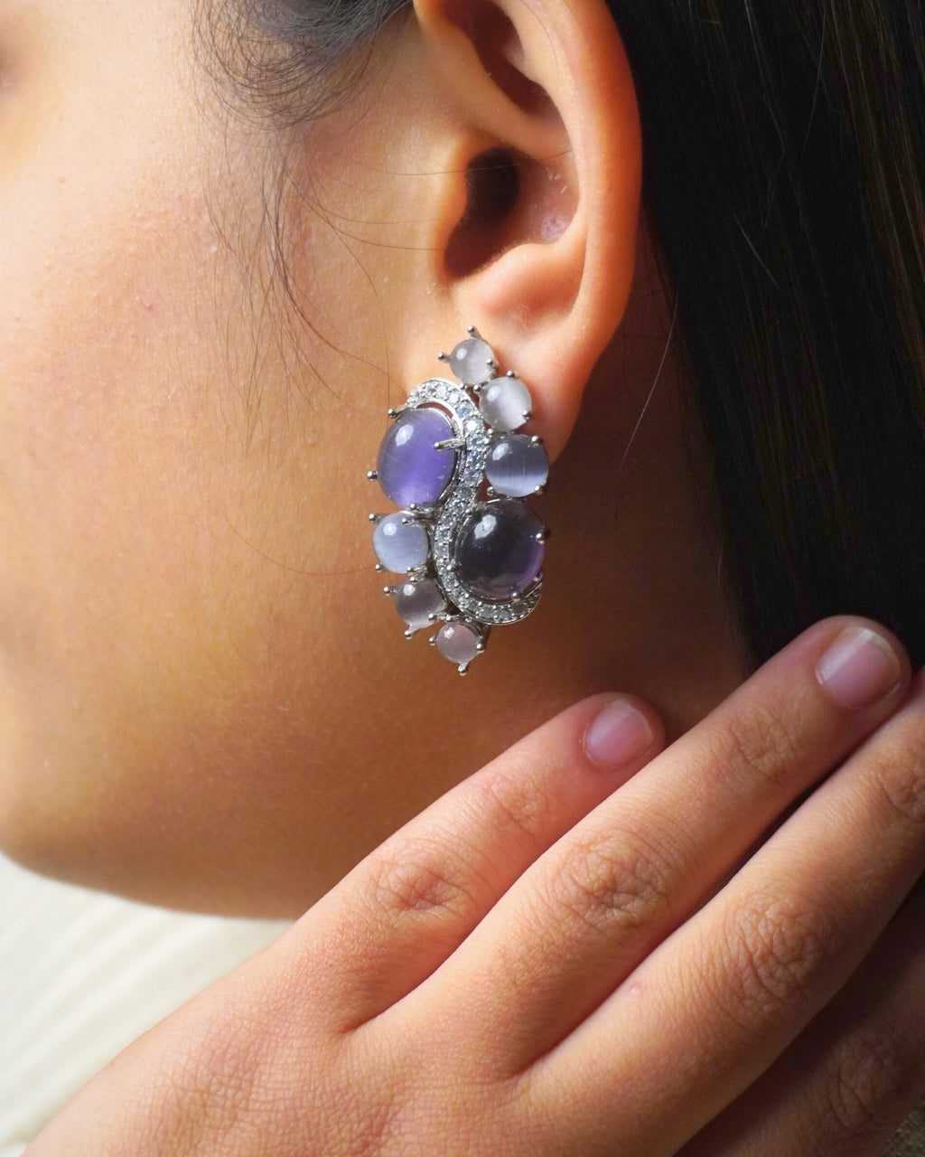 LILAC STONE SWIRL STUDS