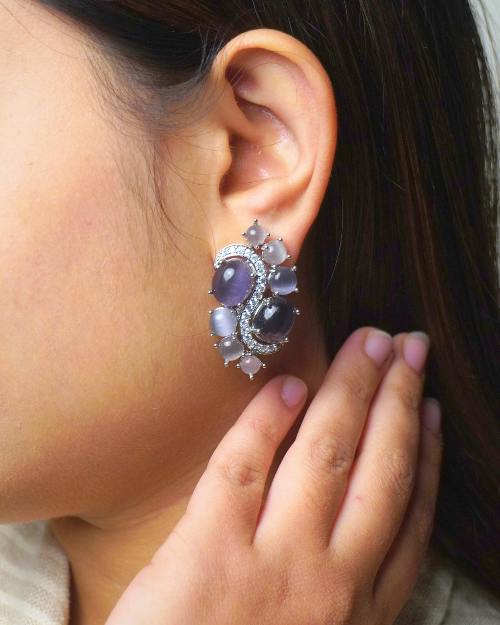 LILAC STONE SWIRL STUDS