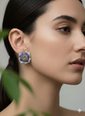 LILAC/SILVER NANO SETTING ROSE STUDS
