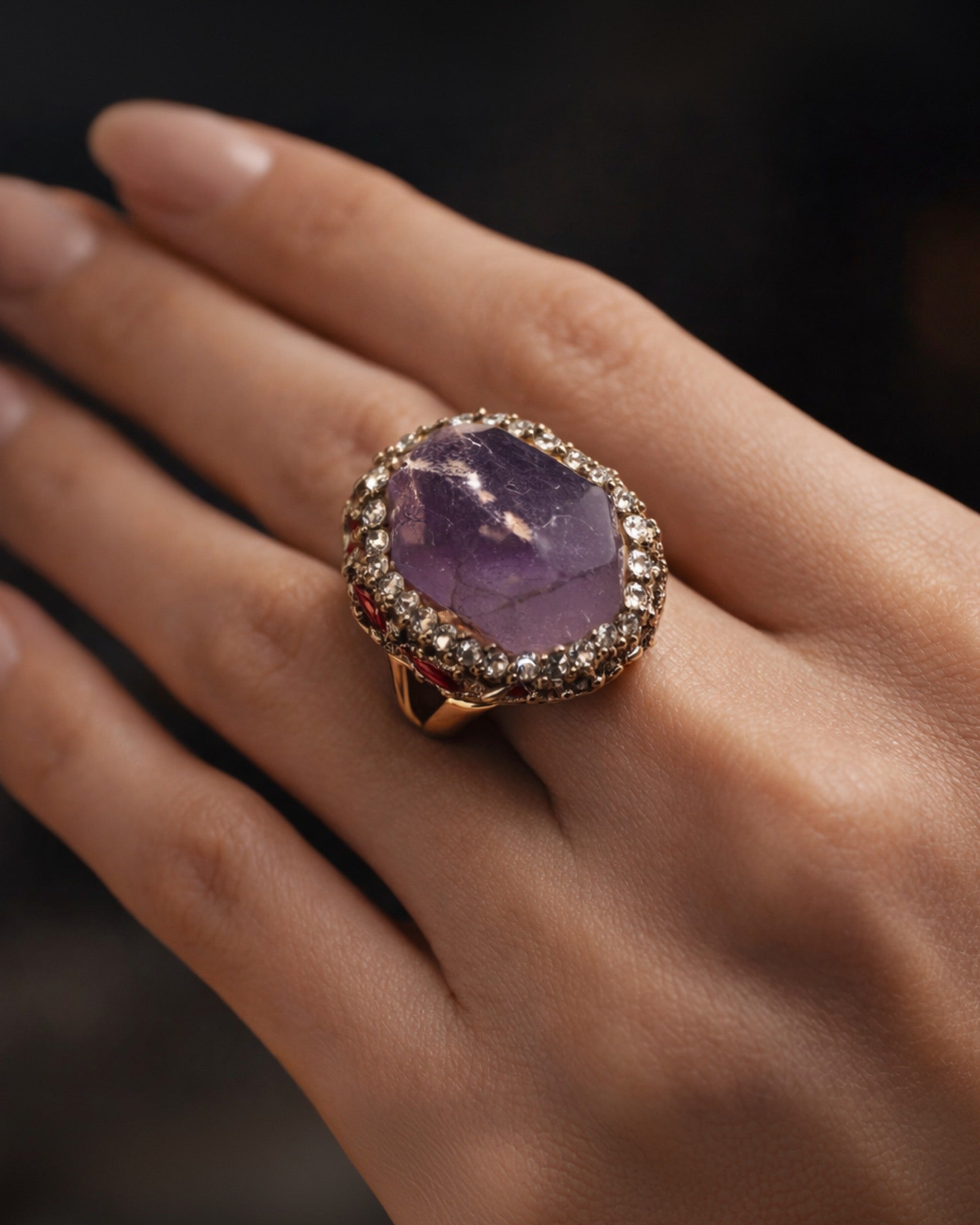 PURPLE MARBLES STONE RINGS