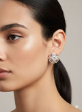 ROSE GOLD TONED FLORAL STUDS WITH BEZEL SET STONES