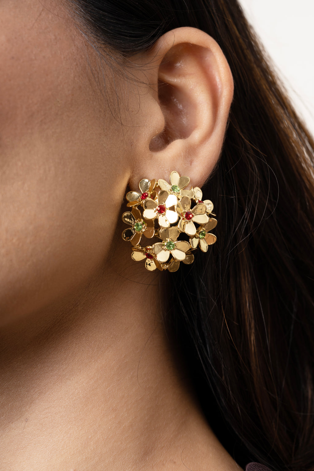 FLOWER MOTIFS GOLD-TONED STUDS