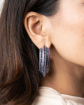 BLUE BEADS & PURPLE STONES EARRINGS