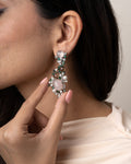 PINK & GREEN STONE SWIRL EARRINGS WITH PEARLS