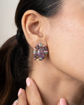 PURPLE STONES STUDS WITH MULTICOLOURED STONES