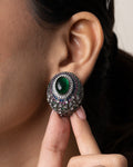 BLUE & PINK STONE STUDS WITH FLORAL CRYSTAL ACCENTS