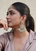 GREEN STONE CHANDELIER STYLE EARRINGS