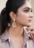KUNDAN CRESCENT SHAPED HOOP DROP EARRINGS