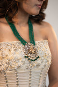 EMERALD GREEN BEADS TEMPLE SET
