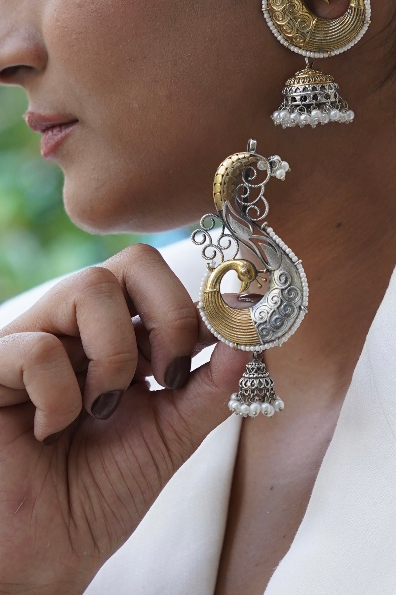 DUAL-TONED SWIRL EAR CUFF JHUMKAS (SMALL)