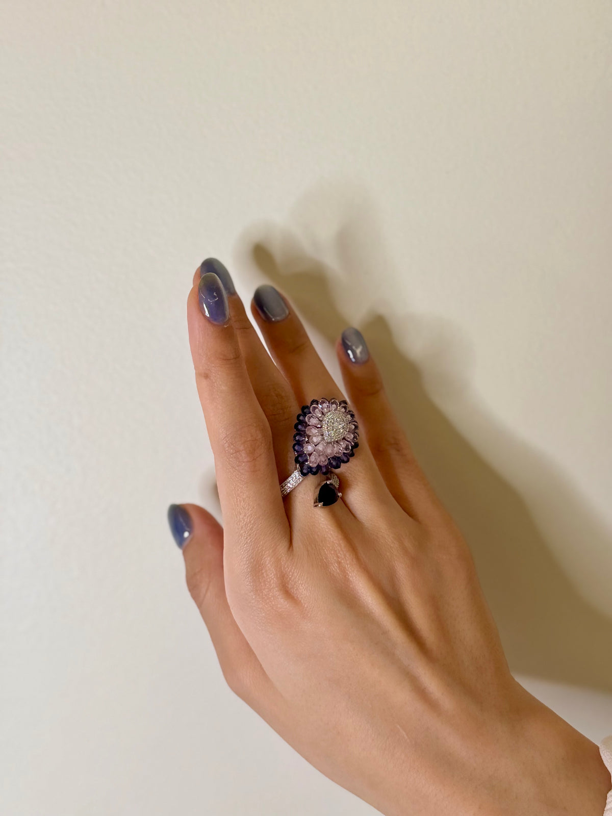 PURPLE & LILAC BEADS SPIRAL RING